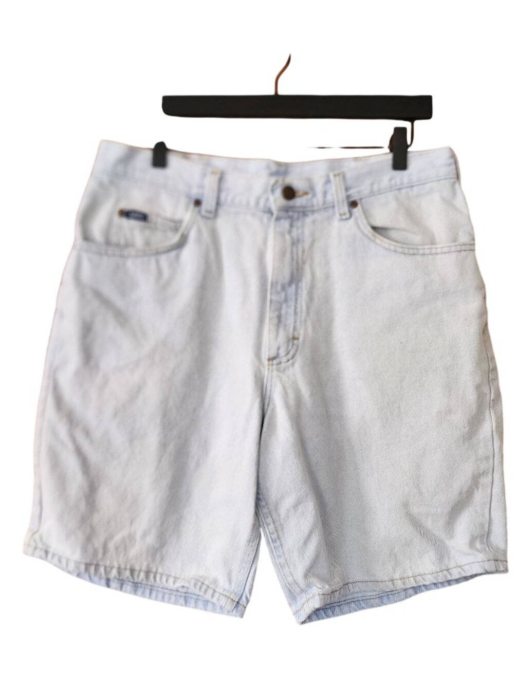 Vintage 1980s Lee Denim Jean Shorts Light Wash Mens Size 36 Short